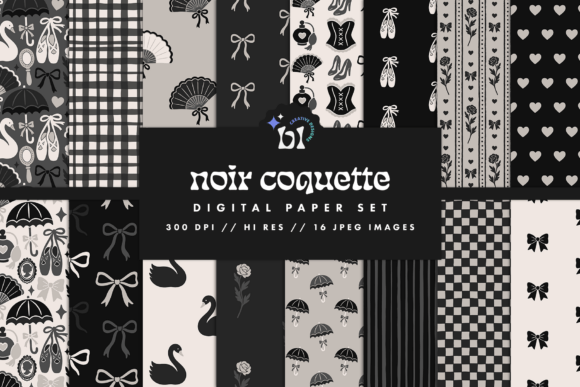 Black and White Coquette Digital Paper: A Designer's Toolkit
