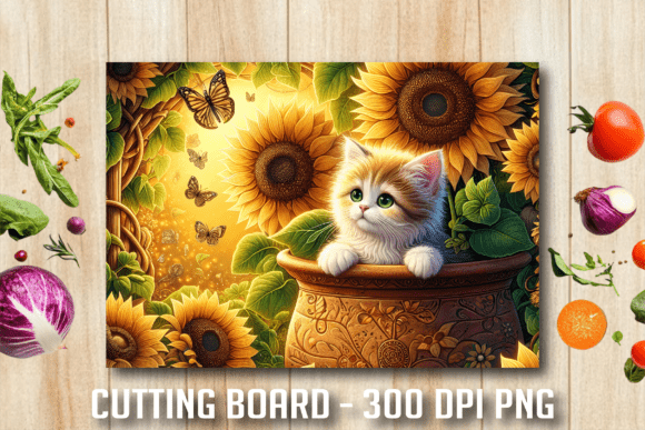 Bring Whimsy to Your Kitchen with a Kitten and Sunflower Design