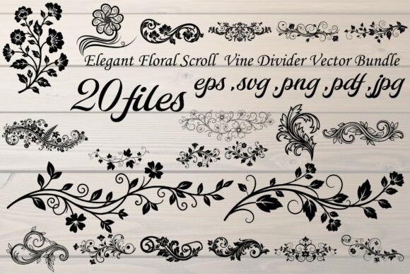 Elegant Floral Scroll Vine Divider: A Designer's Toolkit for Timeless Accents