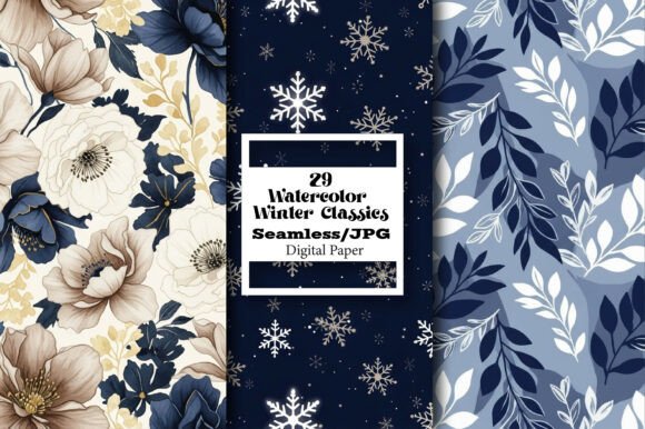 Elevate Your Designs with Watercolor Winter Classics Patterns