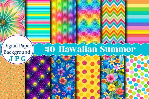Hawaiian Summer Digital Papers: A Tropical Escape for Your Designs