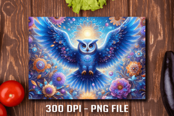 Majestic Blue Flying Owl: A Cutting Board Masterpiece