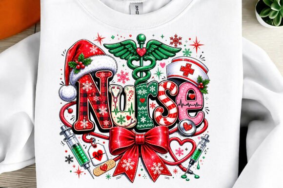 Retro Nurse Christmas PNG: Festive Design for Holiday Projects
