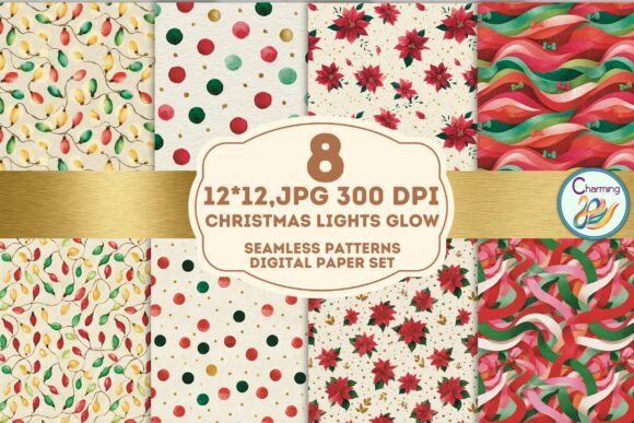 Seamless Paper: Christmas Lights Glow Digital Designs