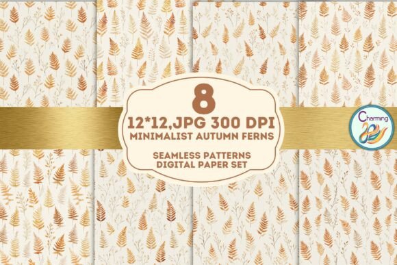 Seamless Paper: Minimalist Autumn Ferns for Creative Projects