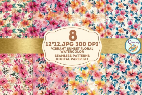 Seamless Paper: Vibrant Sunset Floral for Stunning Designs