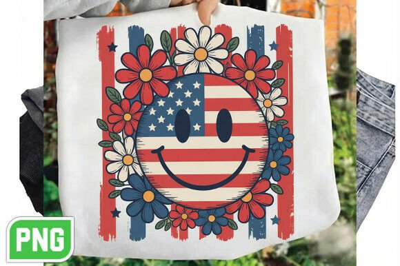 Smiley Face America Floral Checkered PNG: Creative Design Guide