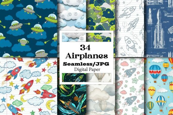 Soaring Style: Integrating Airplanes Digital Seamless Pattern