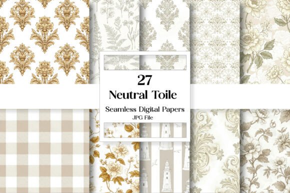 Timeless Elegance: The Neutral Toile Digital Paper Pack