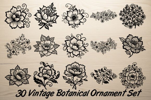 Timeless Floral Accents: The 30 Vintage Botanical Ornament Set