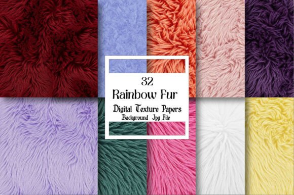 Unleash Creativity with Rainbow Fur Textures Background Digital Papers