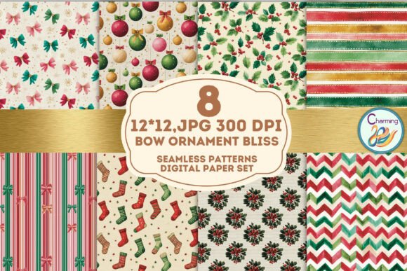 Unleash Festive Charm: The Bow Ornament Bliss Seamless Paper Collection